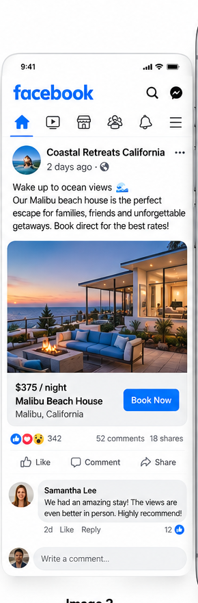 Illustrative Facebook vacation rental