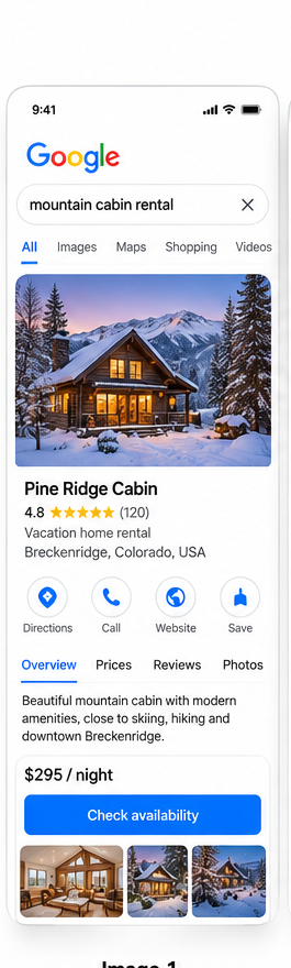 Illustrative Google vacation rental