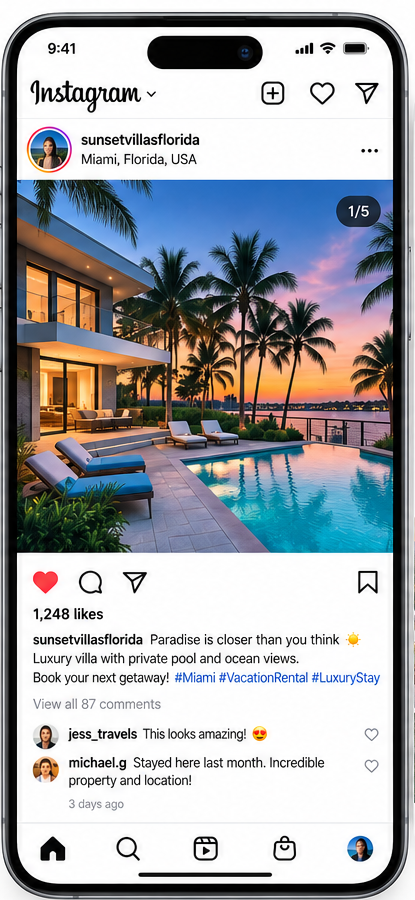 Illustrative Instagram vacation rental