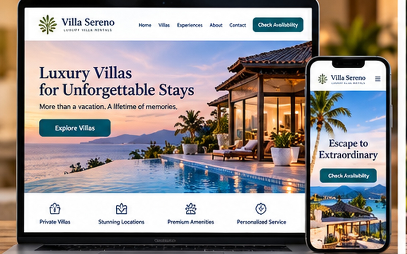 Luxury villa rental website example