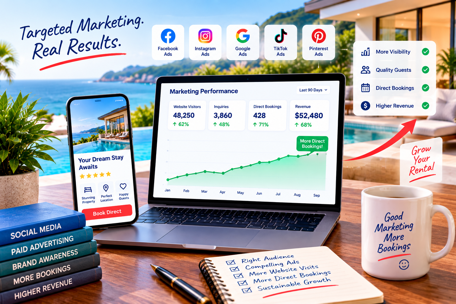 Paid social marketing for vacation rentals